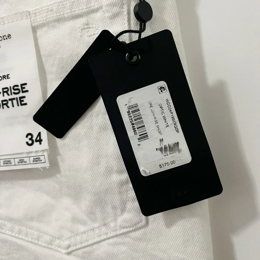 Rag & Bone The Dre Low-Rise Shortie White Denim Cutoff Shorts 34